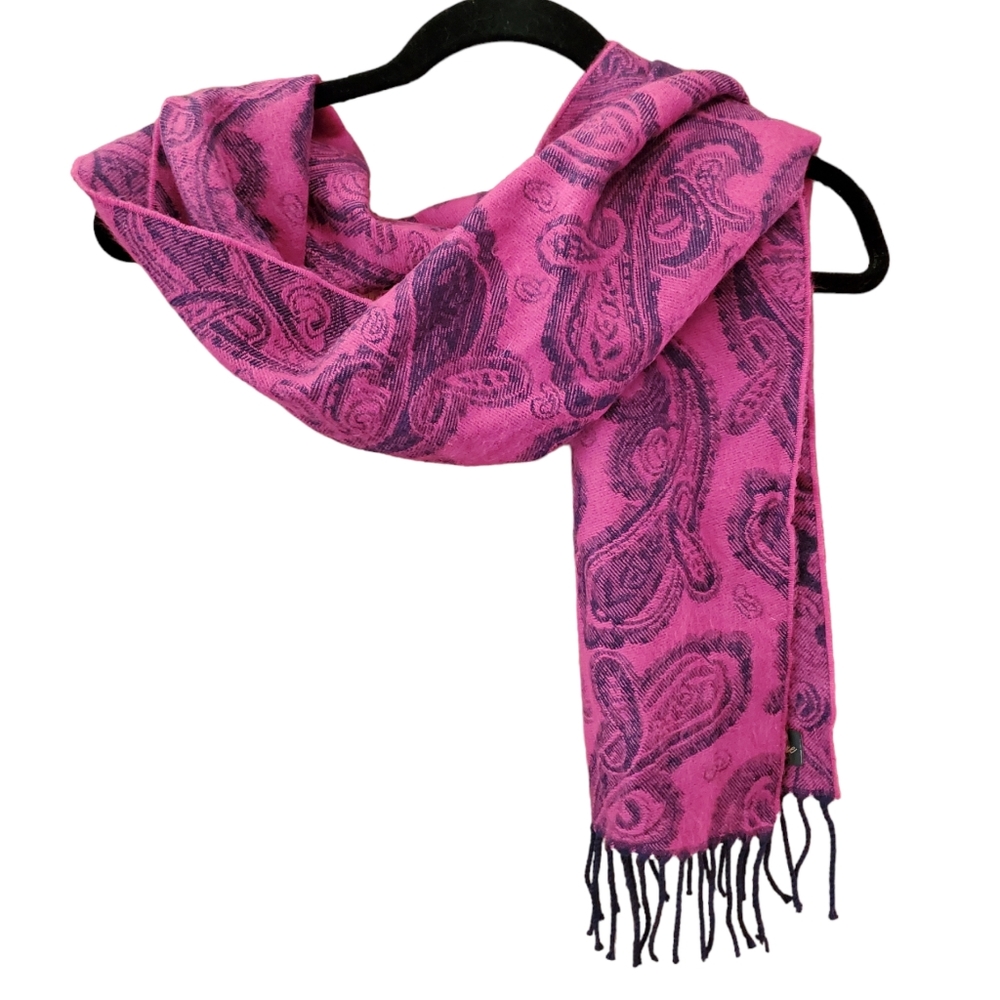 100% Cashmere Tartan Paisley Scarf Gorgeous Made in England